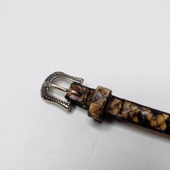 Brighton Super Skinny Snakeskin Cross Concho Belt S 28 - Picture 8 of 10